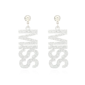 MISS Alphabet Letter Drop Earrings With Silver Glitter Acrylic And Rhinestone Top Fashion Exaggerated Jewelry For Women