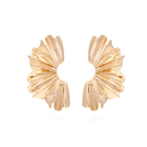 Ginkgo Leaf Drop Earrings Retro Layered Pleated Alloy Flower Petal Statement Fashion Jewelry For Women