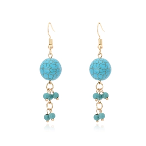 Orecchini Pendenti Bohémien Vintage Etnici Stile Turchese Perle Blu Nappine Gioielli Lega Di Zinco Donna Moda