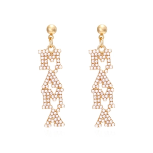 Mama Letter Dangle Earrings Alloy With Faux Artificial Pearl Elegant Drop Jewelry Gift For Women Mother