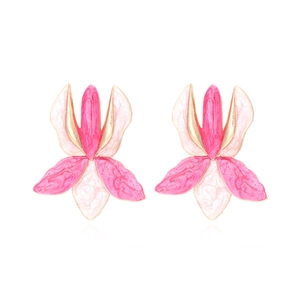 Exaggerated Flower Petal Dangle Earrings Alloy Drip Oil Enamel Layered Leaf Floral Statement Jewelry For Women Fashion