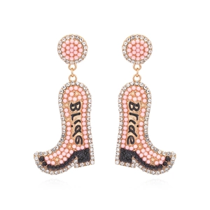 Cowboy-Stiefel-Ohrhänger Legierung Strass Perlen Bride Schriftzug Western-Stil Hochzeit Party Schmuck Für Damen