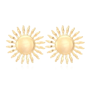Sunburst Stud Earrings Vintage Alloy Sunflower Design Large Statement Exaggerated Geometric Jewelry For Women