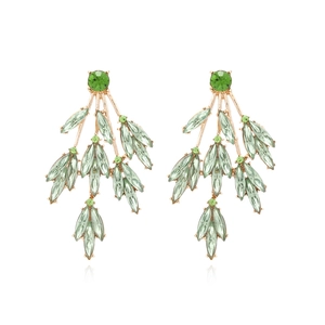 Boucles D'oreilles Pendantes En Feuille Alliage Strass Forme De Branche Marquise Coupé Bijoux De Mode Vintage Pour Femmes