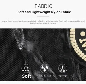 Close-up of waterproof high-density Oxford fabric with water droplets on the black surface