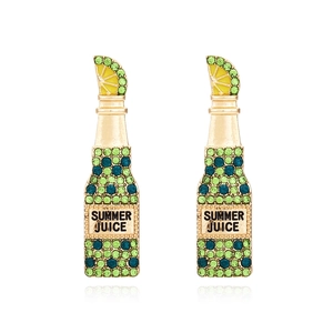 Summer Juice Bottle Dangle Earrings Alloy Rhinestone Enamel Lemon Slice Creative Novelty Jewelry For Women