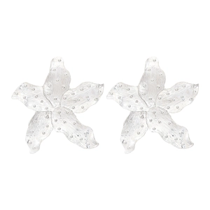 Chic silver alloy flower stud earrings with vintage textured floral design for women