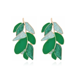 Orecchini Pendenti A Foglia Ispirati Alla Natura Smalto Colorato Lega Di Zinco Gioielli Eleganti Per Donne Accessori Di Moda