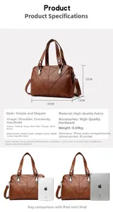 Detailed size comparison of the brown leather tote bag with three main compartments