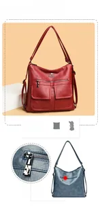 Vista detallada de bolsos grandes de cuero con bolsillos antirrobo y cremalleras suaves