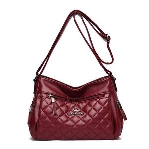 Women Quilted PU Leather Shoulder Bag Fashion Lingge Crossbody Bag Multi-Pocket Large Capacity Handbag With Kangaroo Logo