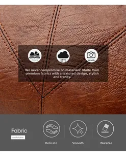 Close-up of brown litchi pattern leather showing detailed stitching and premium texture