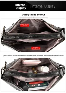 Diseño interno del bolso grande de cuero con compartimentos para móvil y accesorios
