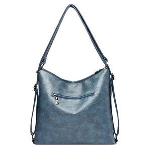 Bolso de hombro azul de cuero PU retro para mujer con correas versátiles de doble uso