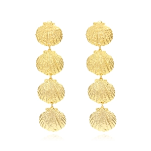 Bohemian Shell Dangle Earrings Zinc Alloy Long Layered Scallop Statement Jewelry For Women Beach Resort Style