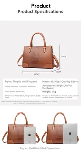 Detaillierte Größentabelle und Kapazitätshilfe für braune geprägte Ledertasche mit iPad-Vergleich