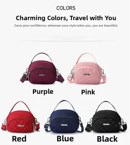 Borse a tracolla in nylon impermeabile da donna in viola, rosa, rosso, blu e nero