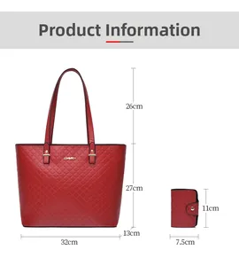 Tabella taglie dettagliata per borsa trapuntata rossa e borsellino coordinato in cm