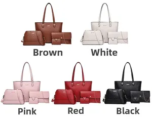 Set borse 4 in 1 trapuntato con borsa a mano, tracolla, pochette e porta carte di credito