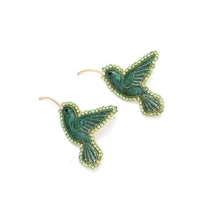 Grüne Kolibri-Ohrstecker mit Emaille und Kristallen in goldplattierter Fassung