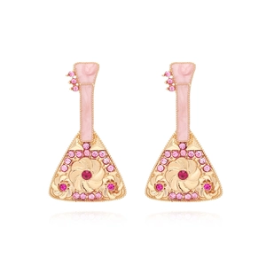 Boucles D'oreilles Pendantes Pipa Instrument Musique Vintage Alliage Émail Strass Künstliche Perle Style Ethnique Rétro Femmes