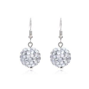 Boucles d'Oreilles Pendantes Boule à Facettes Western Fashion pour Femmes Perles Miroir Argent Bijoux de Fête Polyvalents