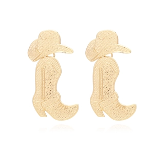 Orecchini Pendenti Stivali E Cappello Da Cowboy Lega Oro Stile Western Gioielli Moda Per Donna Vintage