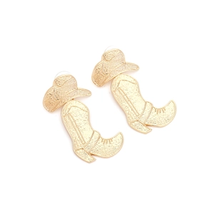 Orecchini in stile western con cappello da cowboy dorato e stivali per donne moda moderna