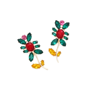 Detailansicht der bunten Sonnenblumen-Ohrstecker mit floralem Kristalldesign