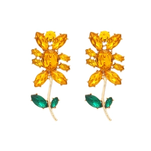 Bunte Strassblumen-Ohrhänger Zinklegierung Kristall Sonnenblumen-Design Eleganter Süßer Schmuck Für Frauen