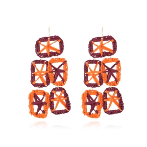 Bohemian Geometric Dangle Earrings With Raffia And Alloy Handmade Woven Jewelry For Women Summer Vacation Beach Style