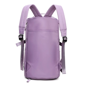 Versatile purple large capacity waterproof nylon backpack with wide straps for travel