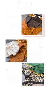 Dettaglio di sciarpa in finta seta con pois, motivi geometrici e finiture di bordi rifiniti