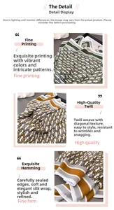Detailed view of chain pattern print, herringbone weave, and fine hem on vintage scarves