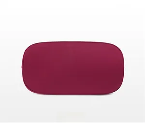 Flat bottom view of lightweight nylon crossbody bag in deep rose red color