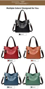 Detail view of five color options for large capacity tote bags with pebble grain texture