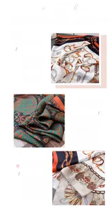 Close-up of silk-feel scarf showcasing chain patterns and detailed hem finishing