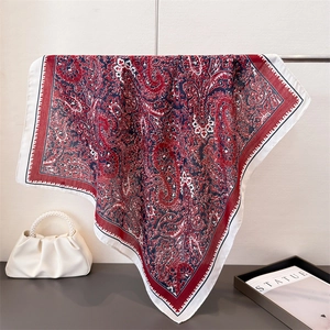 Paisley Print Square Scarf Satin-Like Polyester Bandana Retro Neck Scarf Women Vintage Fashion Accessories
