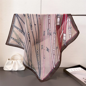 Vintage Reitsport Fischgräten Satin Viereckiges Tuch Für Damen Pferdekette Druck Seidenähnlich Bandana Kopftuch Hals Schal