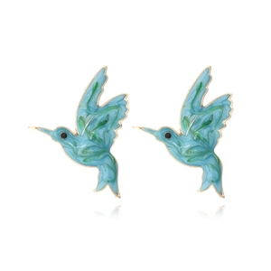 Hummingbird Stud Earrings Alloy Enamel Drip Oil Colorful Animal Fashion Bird Jewelry Women