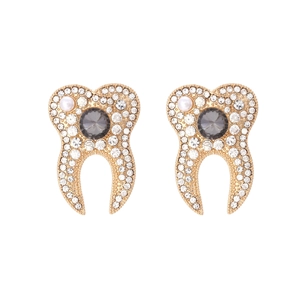 Boucles d'oreilles créatives en alliage doré avec cristaux pavés et perles d'imitation