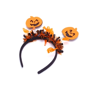 Serre-tête citrouille d'Halloween avec glands scintillants pour fête costumée