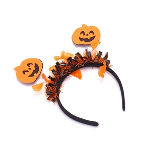 Serre-tête citrouille d'Halloween avec citrouilles à ressorts et décorations tinsel
