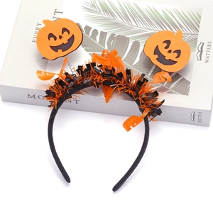 Serre-tête Halloween amusant avec citrouilles en feutrine orange sur ressorts