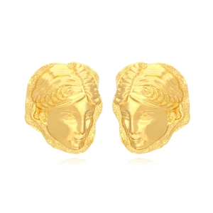 Vintage Goddess Portrait Relief Stud Earrings Alloy Human Face Irregular Edge Baroque Style Fashion Jewelry For Women