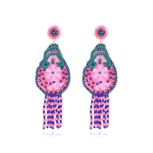 Boucles D'oreilles À Pampilles En Perles Bohèmes Fait Main Cristal Artificiel Coloré Fleur Goutte D'eau Pour Femmes Exotique