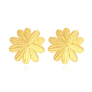 Large Flower Stud Earrings Alloy Textured Layered Petal Vintage European American Fashion Jewelry For Women