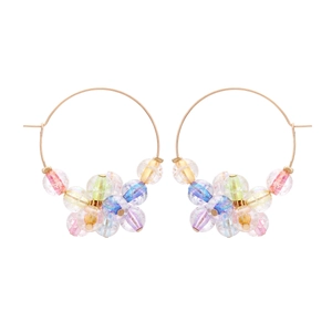 Boheemse Kleurrijke Kralen Oorringen Voor Dames Gouden Legering Cirkel Met Regenboog Hars Kraakkralen Zomer Sieraden