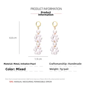 Detailed view of Baroque pearl earrings with 6.8cm length and 1.9cm width dimensions