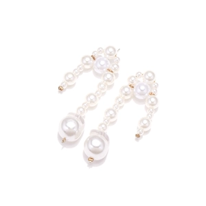Baroque pearl drop earrings with handmade beaded tassels and golden metal accents